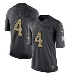 Nike Ravens #4 Sam Koch Black Mens Stitched NFL Limited 2016 Salute to Service Jersey
