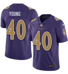 Nike Ravens #40 Kenny Young Purple Mens Stitched NFL Limited Rush Jersey