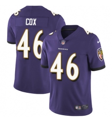 Nike Ravens #46 Morgan Cox Purple Team Color Mens Stitched NFL Vapor Untouchable Limited Jersey