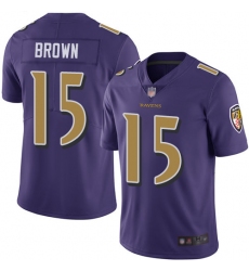 Ravens 15 Marquise Brown Purple Men Stitched Football Limited Rush Jersey