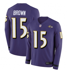 Ravens 15 Marquise Brown Purple Team Color Men Stitched Football Limited Therma Long Sleeve Jersey