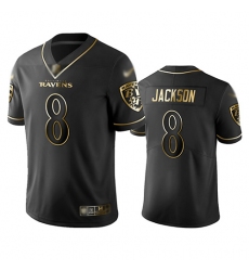 Ravens 8 Lamar Jackson Black Men Stitched Football Limited Golden Edition Jersey