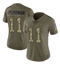 Nike Ravens #11 Breshad Perriman Olive Camo Womens Stitched NFL Limited 2017 Salute to Service Jersey