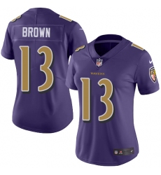 Nike Ravens #13 John Brown Purple Womens Stitched NFL Limited Rush Jersey