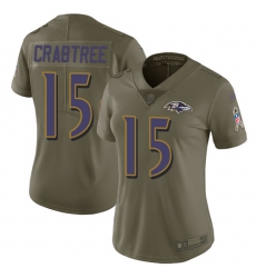 Nike Ravens #15 Michael Crabtree Olive Womens Stitched NFL Limited 2017 Salute to Service Jersey