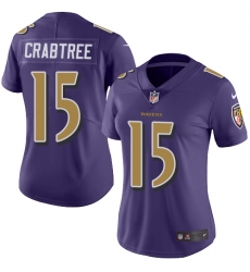 Nike Ravens #15 Michael Crabtree Purple Womens Stitched NFL Limited Rush Jersey