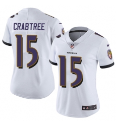 Nike Ravens #15 Michael Crabtree White Womens Stitched NFL Vapor Untouchable Limited Jersey
