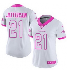 Nike Ravens #21 Tony Jefferson White Pink Womens Stitched NFL Limited Rush Fashion Jersey