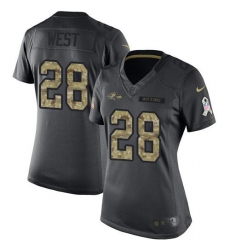Nike Ravens #28 Terrance West Black Womens Stitched NFL Limited 2016 Salute to Service Jersey