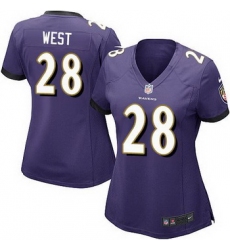 Nike Ravens 28 Terrance West Purple Team Color Womens Stitched NFL New Elite Jersey
