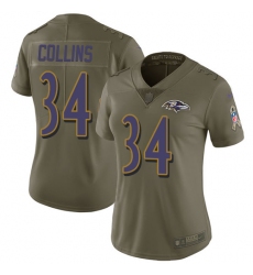 Nike Ravens #34 Alex Collins Olive Womens Stitched NFL Limited 2017 Salute to Service Jersey