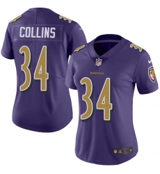 Nike Ravens #34 Alex Collins Purple Womens Stitched NFL Limited Rush Jersey
