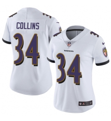 Nike Ravens #34 Alex Collins White Womens Stitched NFL Vapor Untouchable Limited Jersey