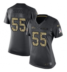 Nike Ravens #55 Terrell Suggs Black Womens Stitched NFL Limited 2016 Salute to Service Jersey