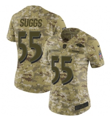 Nike Ravens #55 Terrell Suggs Camo Women Stitched NFL Limited 2018 Salute to Service Jersey