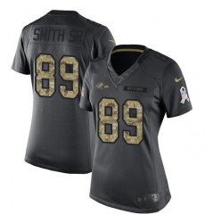 Nike Ravens #89 Steve Smith Sr Black Womens Stitched NFL Limited 2016 Salute to Service Jersey