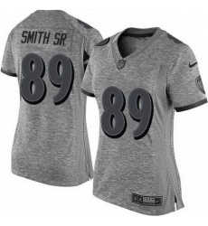 Nike Ravens #89 Steve Smith Sr Gray Womens Stitched NFL Limited Gridiron Gray Jersey