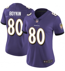 Ravens 80 Miles Boykin Purple Team Color Women Stitched Football Vapor Untouchable Limited Jersey