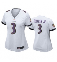 Women Baltimore Ravens 3 Odell Beckham Jr  White Football Jersey