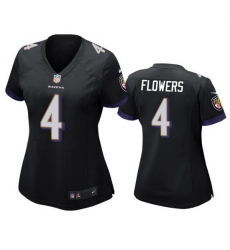 Women Baltimore Ravens 4 Zay Flowers Black Football Jersey