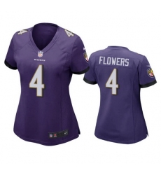 Women Baltimore Ravens 4 Zay Flowers Purple Football Jersey