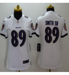 Women New Baltimore ravens #89 Steve Smith Sr White Stitched NFL New Limited Jersey