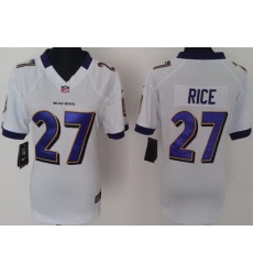 Women Nike Baltimore Ravens 27 Rice White Nike NFL Jerseys