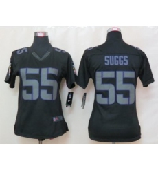 Women Nike Baltimore Ravens 55 Terrell Suggs Limited Black Impact NFL Jersey