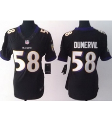 Women Nike Baltimore Ravens 58 Elvis Dumervil Black LIMITED Jerseys