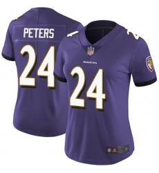 Women Ravens 24 Marcus Peters Purple Team Color Stitched Football Vapor Untouchable Limited Jersey