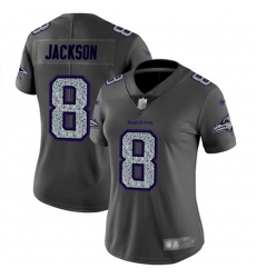 Women Ravens 8 Lamar Jackson Gray Static Stitched Football Vapor Untouchable Limited Jersey