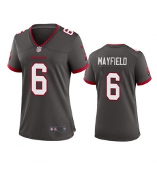 Women Tampa Bay Buccanee 6 Baker Mayfield Grey Stitched Game Jersey