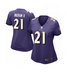 Womens Baltimore Ravens 21 Mark Ingram II Game Purple Team Color Football Jersey