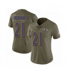 Womens Baltimore Ravens 21 Mark Ingram II Limited Olive 2017 Salute to Service Football Jersey