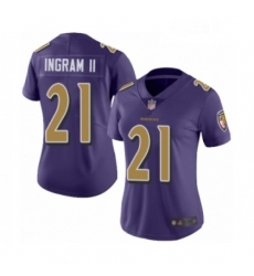 Womens Baltimore Ravens 21 Mark Ingram II Limited Purple Rush Vapor Untouchable Football Jersey
