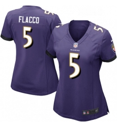 Womens Nike Baltimore Ravens 5 Joe Flacco Game Purple Team Color NFL Jersey
