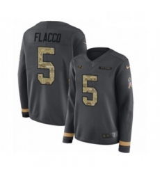 Womens Nike Baltimore Ravens 5 Joe Flacco Limited Black Salute to Service Therma Long Sleeve NFL Jersey