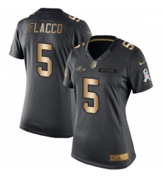 Womens Nike Baltimore Ravens 5 Joe Flacco Limited BlackGold Salute to Service NFL Jersey
