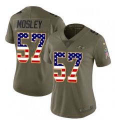 Womens Nike Baltimore Ravens 57 CJ Mosley Limited OliveUSA Flag Salute to Service NFL Jersey