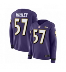 Womens Nike Baltimore Ravens 57 CJ Mosley Limited Purple Therma Long Sleeve NFL Jersey