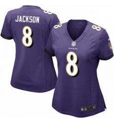 Womens Nike Baltimore Ravens 8 Lamar Jackson Game Purple Team Color NFL Jersey