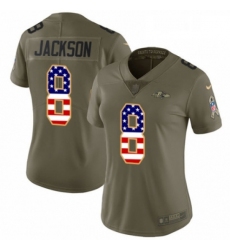 Womens Nike Baltimore Ravens 8 Lamar Jackson Limited OliveUSA Flag Salute to Service NFL Jersey