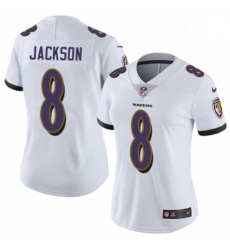 Womens Nike Baltimore Ravens 8 Lamar Jackson White Vapor Untouchable Elite Player NFL Jersey