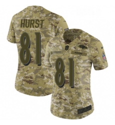 Womens Nike Baltimore Ravens 81 Hayden Hurst Limited Camo 2018 Salute to Service NFL Jersey