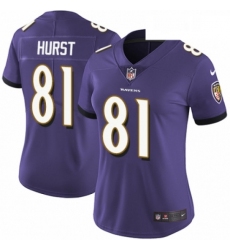 Womens Nike Baltimore Ravens 81 Hayden Hurst Purple Team Color Vapor Untouchable Elite Player NFL Jersey