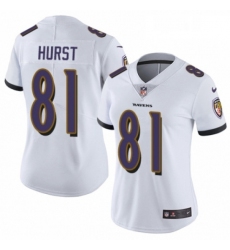 Womens Nike Baltimore Ravens 81 Hayden Hurst White Vapor Untouchable Elite Player NFL Jersey