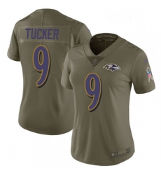 Womens Nike Baltimore Ravens 9 Justin Tucker Limited Olive 2017 Salute to Service NFL Jersey