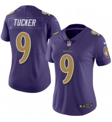 Womens Nike Baltimore Ravens 9 Justin Tucker Limited Purple Rush Vapor Untouchable NFL Jersey
