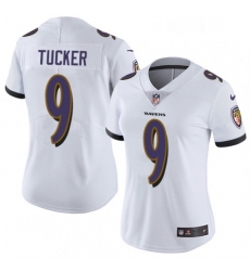 Womens Nike Baltimore Ravens 9 Justin Tucker White Vapor Untouchable Limited Player NFL Jersey