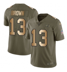 Nike Ravens #13 John Brown Olive Gold Youth Stitched NFL Limited 2017 Salute to Service Jersey